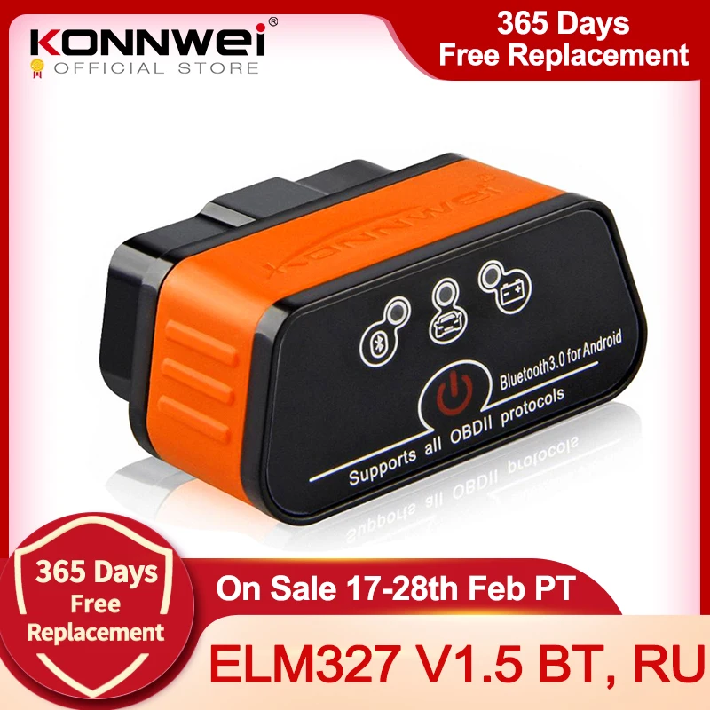 Автомобильный сканер ELM327 OBD2 Icar2 KONNWEI Bluetooth ELM 327 V 1 5 автомобильный диагностический