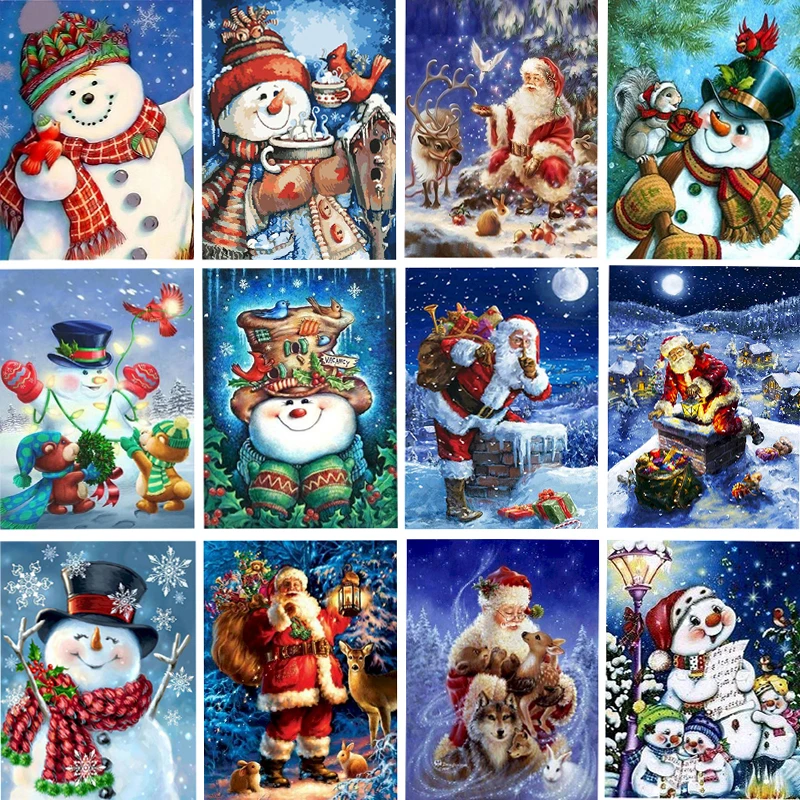 

Christmas Patterned Painting by Numbers For Kids Acrylic Paint on Canvas Kit Digital Picture Paintings Home Wall Decor 40*50cm