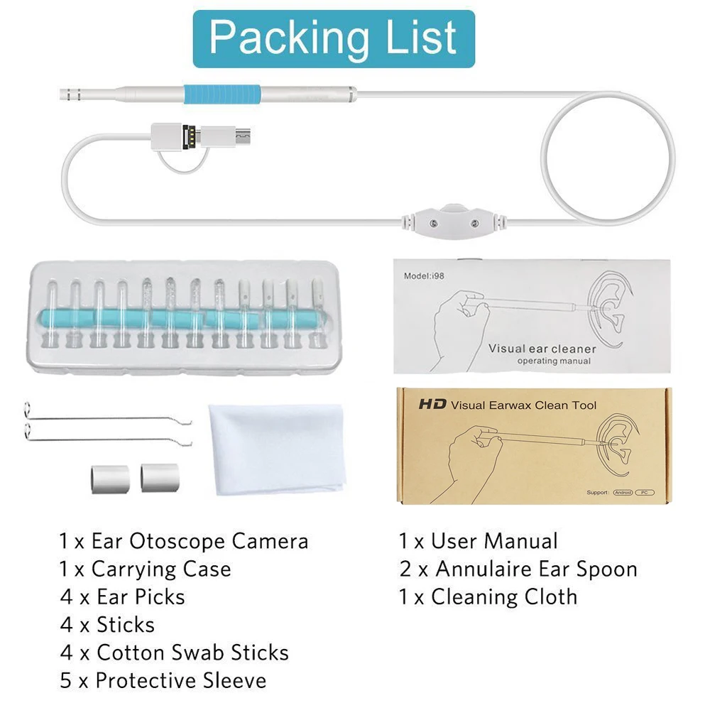 In Ear Cleaning Endoscope USB Visual Ear Spoon 5.5mm 0.3MP Mini Camera Android PC Ear pick Otoscope Borescope Tool Health Care
In Ear Cleaning Endoscope USB Visual Ear Spoon 5.5mm 0.3MP Mini Camera Android PC Ear pick Otoscope Borescope Tool Health Care