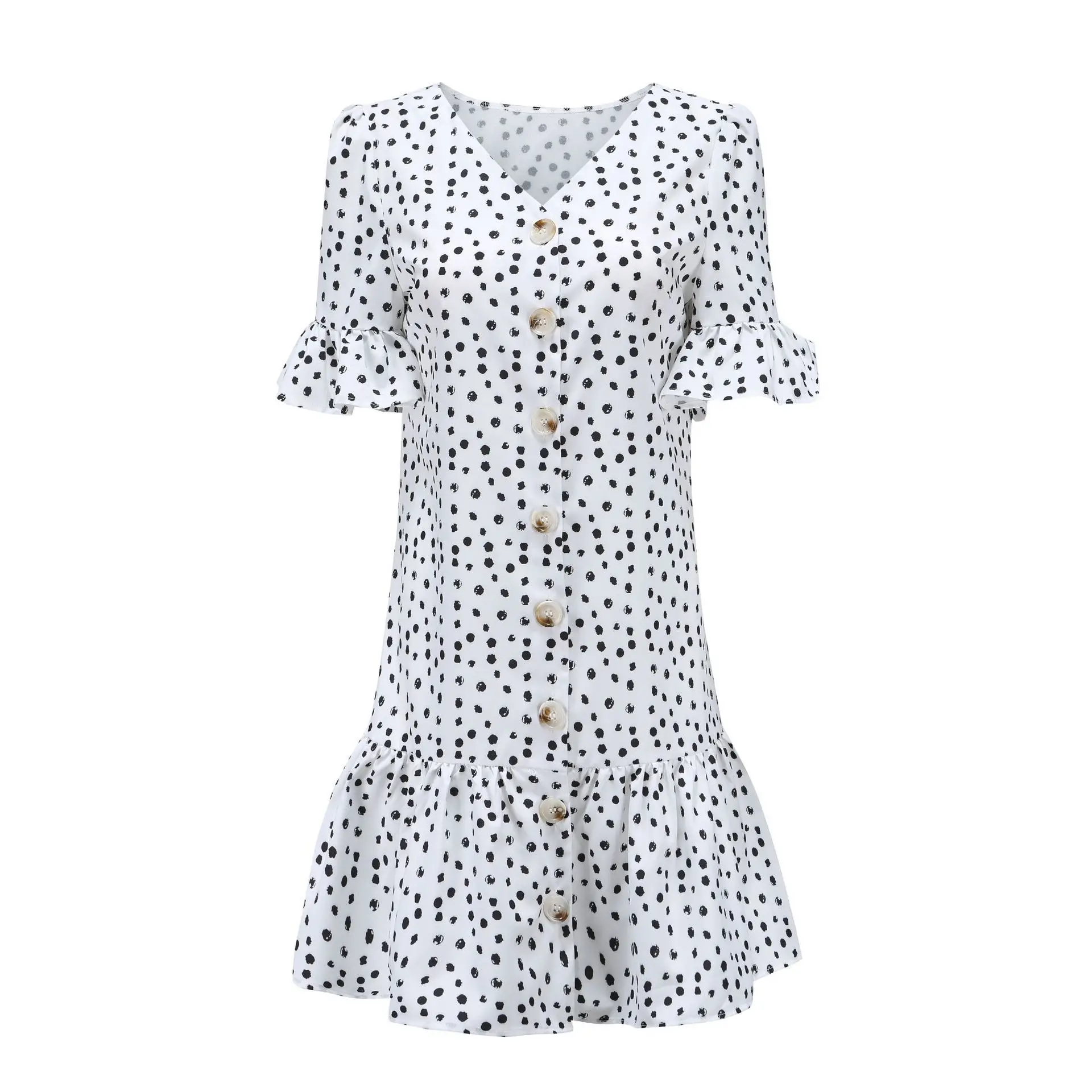 Spring and Summer New Women's Fashion Ladies Small Wave Dots Ruffle Dress Short Sleeve Summer Elegant Ladies Clothing
Spring and Summer New Women's Fashion Ladies Small Wave Dots Ruffle Dress Short Sleeve Summer Elegant Ladies Clothing