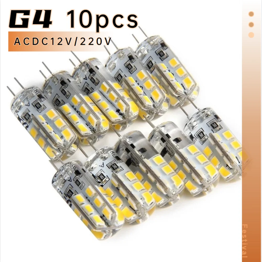 

10Pcs G4 Led Bulb 2W 3W 5W 9W 10W 12W 15W CE AC/DC12V/AC220V 3014 SMD Silicone Lamp Warm white/White 360 Degree Angle LED Light