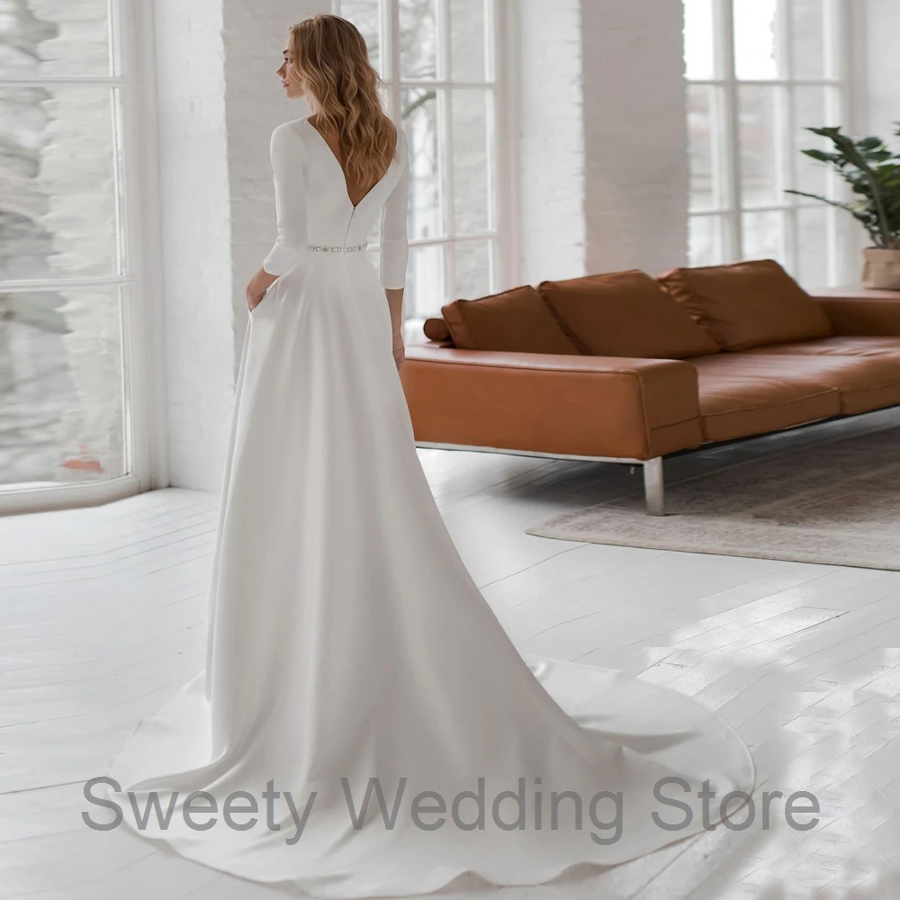 Jiayigong 3/4 Sleeves O Neck Vestido De Noiva Wedding Dresses Elegant A Line Jersey Bridal Gowns Back V Bride Dress
Jiayigong 3/4 Sleeves O Neck Vestido De Noiva Wedding Dresses Elegant A Line Jersey Bridal Gowns Back V Bride Dress