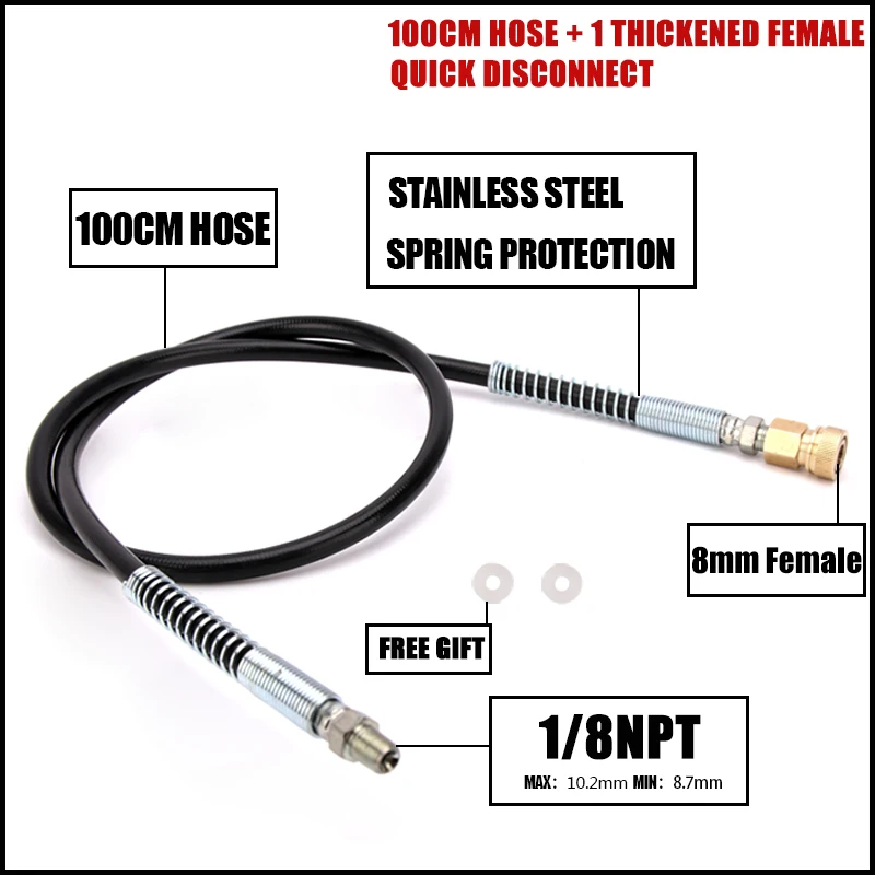 Paintball High Pressure Nylon Hose 1/8NPT Thread Male Female Plug with Spring Wrapped 100cm Long 4500psi 300bar
Paintball High Pressure Nylon Hose 1/8NPT Thread Male Female Plug with Spring Wrapped 100cm Long 4500psi 300bar