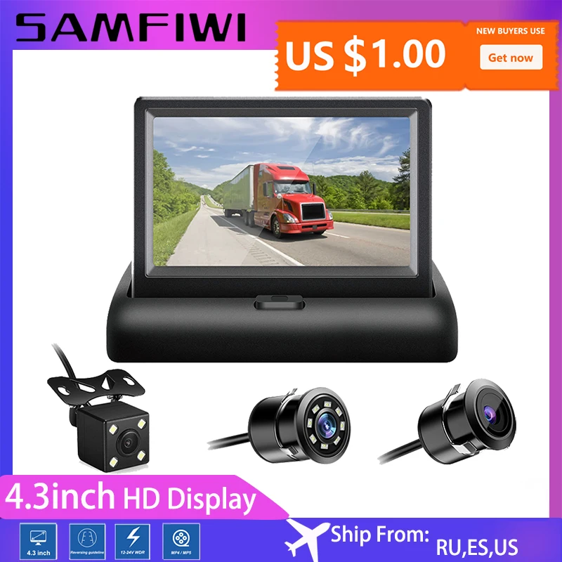 

4.3 inch Foldable Car Monitor TFT LCD Display Cameras Reverse Camera Parking System for Car Rearview Monitors NTSC PAL