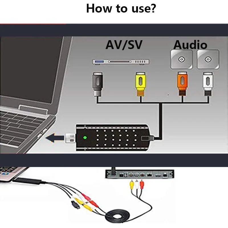 Портативный простой в использовании USB 2 0 Аудио Видео адаптер VHS для DVD видео