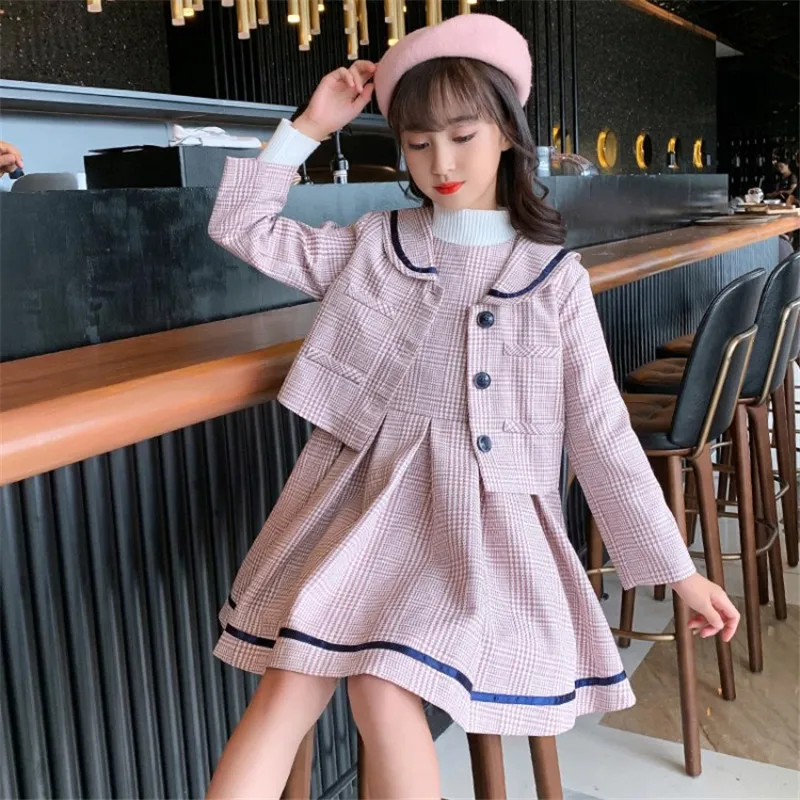 Girls Princess Dress Sets Pink Childrens Clohing Autumn Winter School Kids Plaid Suit Teenagers Costumes 6 8 10 12 13 14 Years
Girls Princess Dress Sets Pink Childrens Clohing Autumn Winter School Kids Plaid Suit Teenagers Costumes 6 8 10 12 13 14 Years