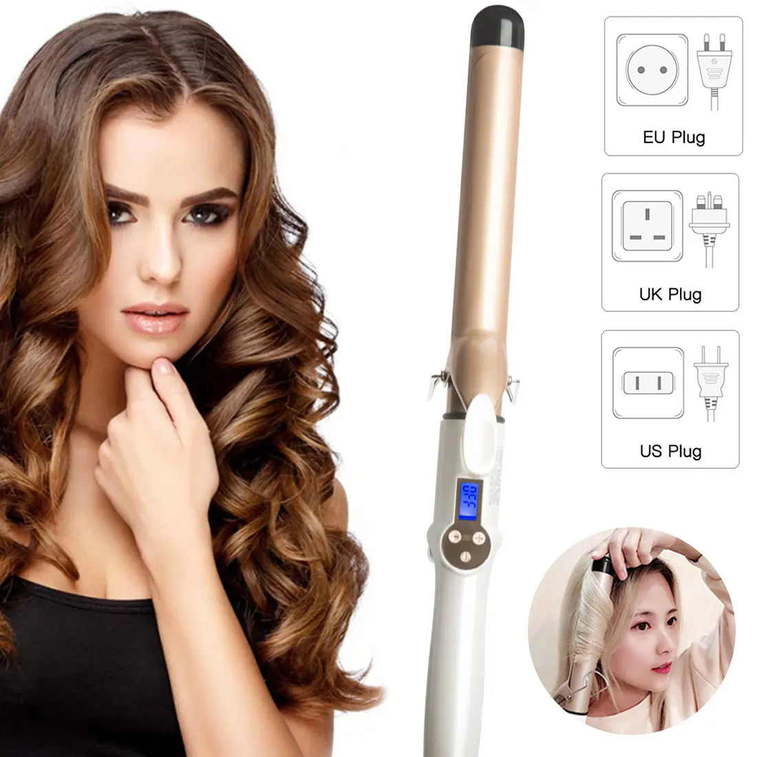 Electric Hair Curler LCD Professional Curling Iron Ceramic 19-38mm Hair Styling Curling Iron Wand Waver Fashion Hair Style
Electric Hair Curler LCD Professional Curling Iron Ceramic 19-38mm Hair Styling Curling Iron Wand Waver Fashion Hair Style