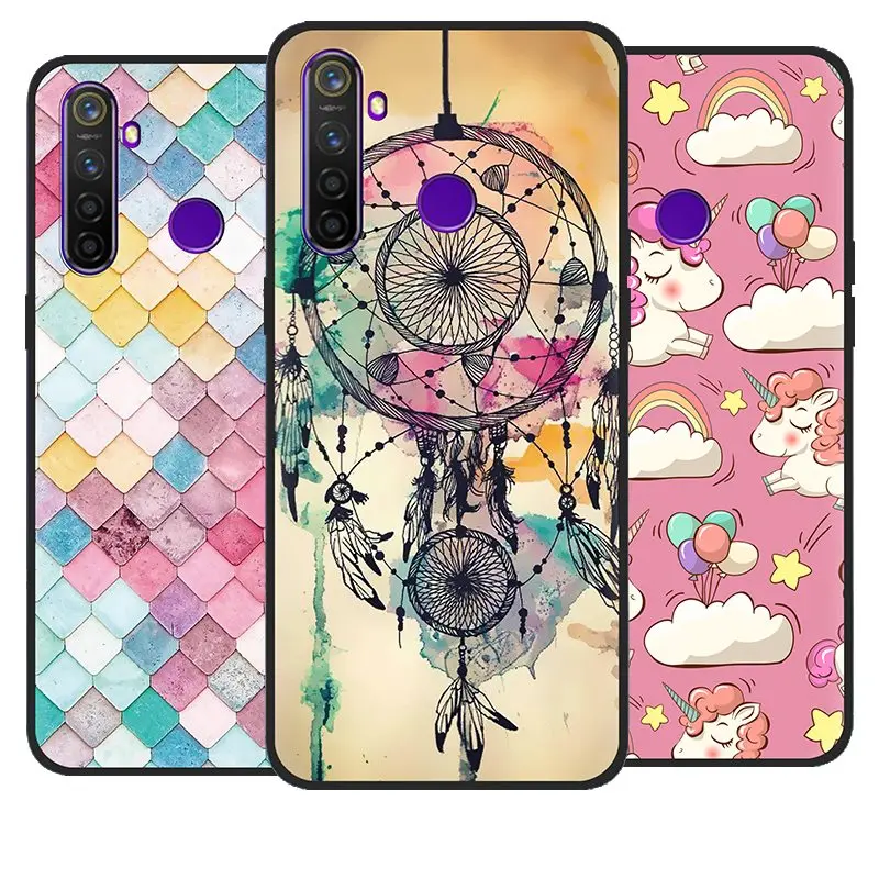 Anti-knock Back Phone Cover For OPPO Realme5 Pro Colorful Painted TPU Fashionable Design back Silicone | Мобильные телефоны и