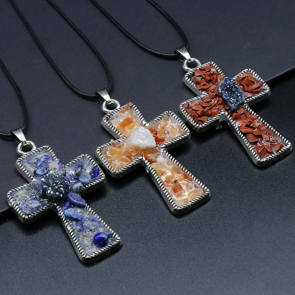 Fine Antique Silver Stainless steel Pendant Necklace Simple Lapis lazuli Citrines Cross for Tribal Jewelry Women Necklace Gifts
Fine Antique Silver Stainless steel Pendant Necklace Simple Lapis lazuli Citrines Cross for Tribal Jewelry Women Necklace Gifts