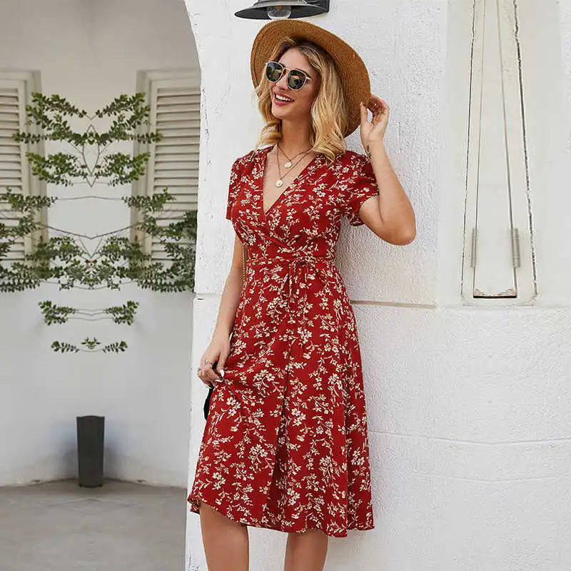 Floral Casual Fashion 2021 Chic Spring Summer Ladies Dress V Neck High Waist Short Sleeve Print Sexy Women's Dress
Floral Casual Fashion 2021 Chic Spring Summer Ladies Dress V Neck High Waist Short Sleeve Print Sexy Women's Dress
