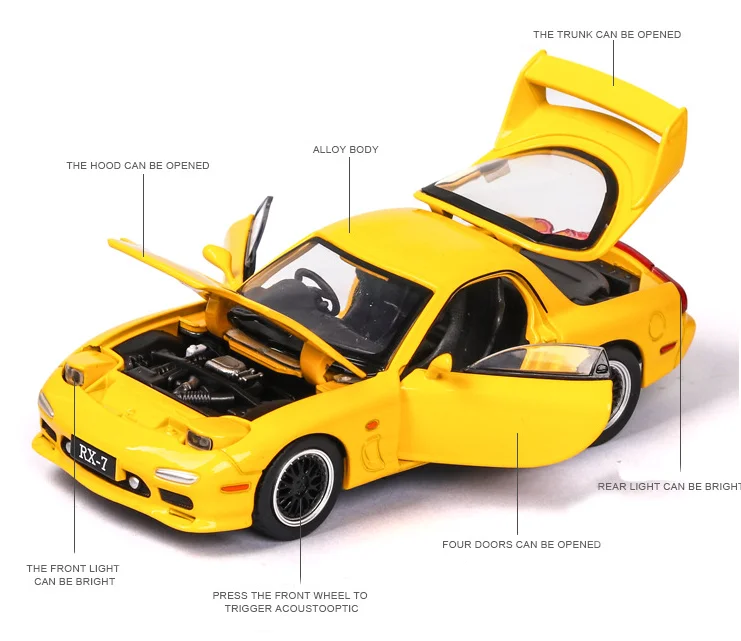 1:32 Mazda FD RX7 Alloy Car Model With 4 Door Diecast Sports Car With Lights Sound Kids Toys
1:32 Mazda FD RX7 Alloy Car Model With 4 Door Diecast Sports Car With Lights Sound Kids Toys