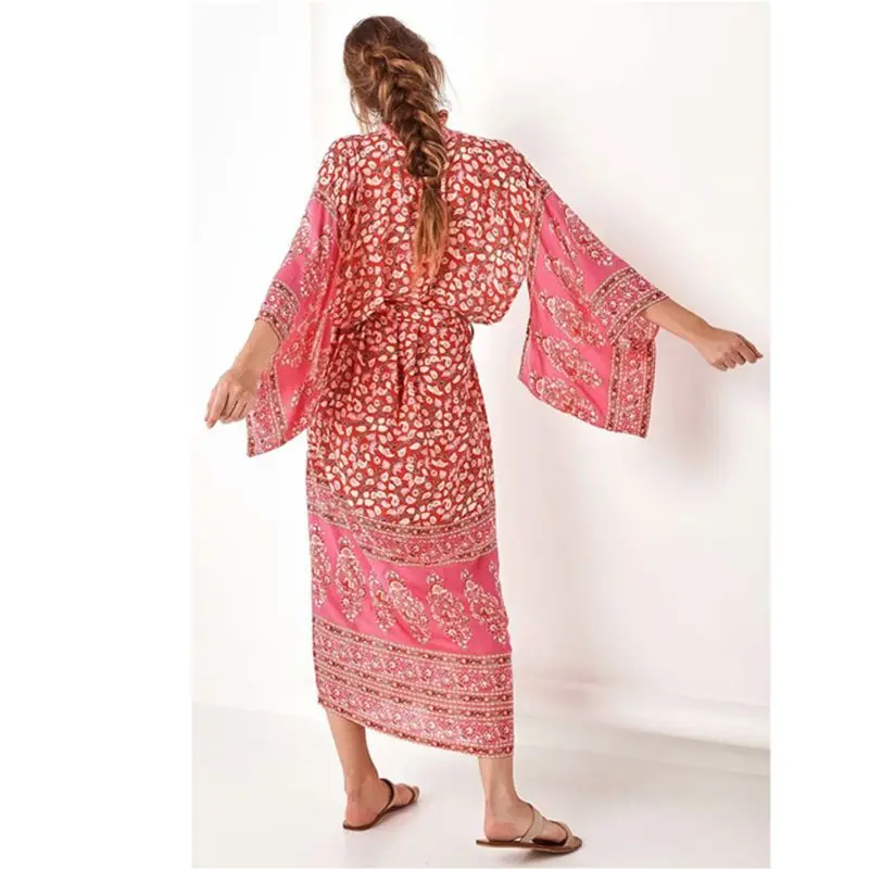 Womens Spring Vacation Chiffon Kimono Cardigan Bohemian Retro Red Paisley Floral Printed Swimsuit Cover Up Loose Mid-Calf Maxi
Womens Spring Vacation Chiffon Kimono Cardigan Bohemian Retro Red Paisley Floral Printed Swimsuit Cover Up Loose Mid-Calf Maxi