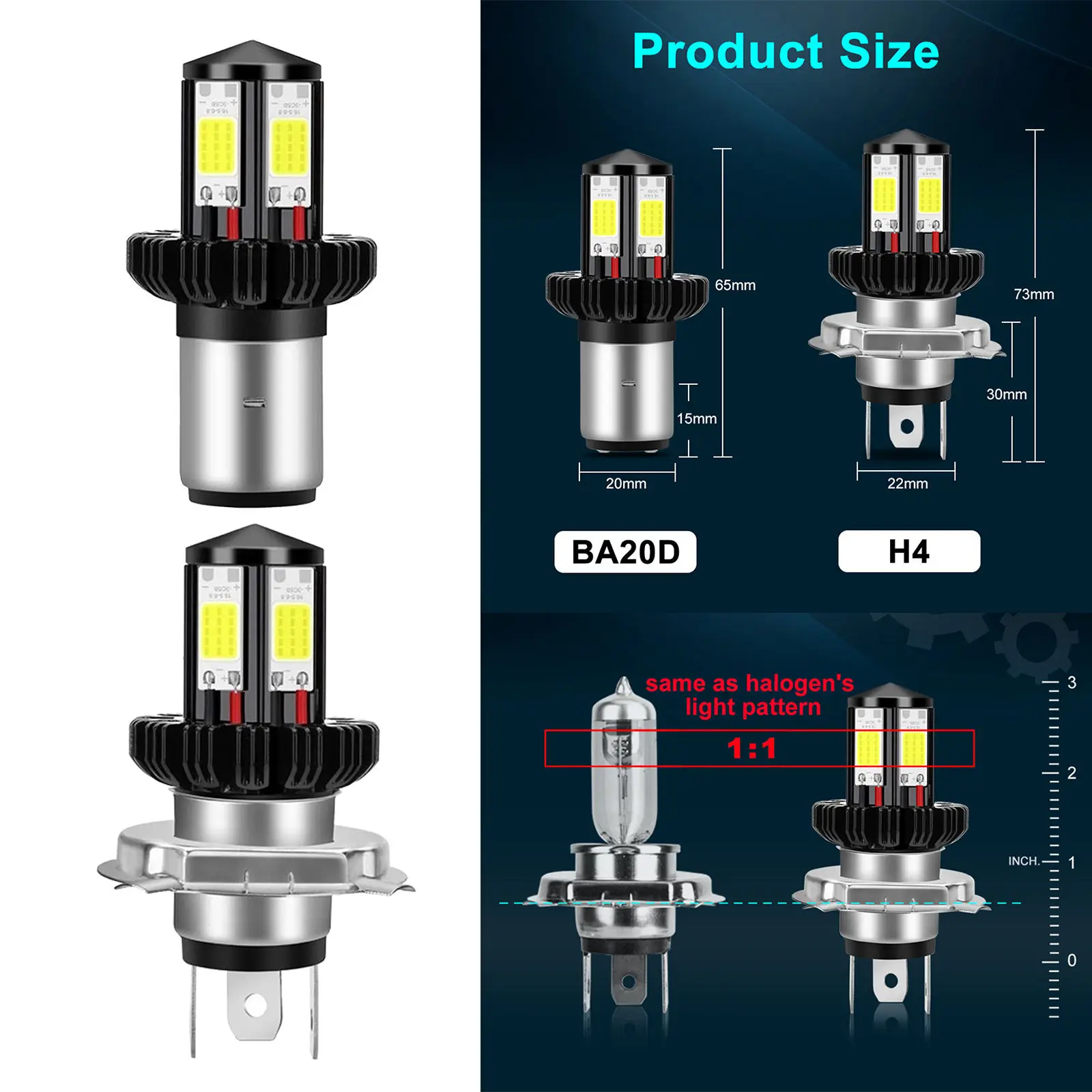 H4/ BA20D Motorbike Motorcycle Headlight Bulbs LED Conversion Kit 1200LM Easy install
H4/ BA20D Motorbike Motorcycle Headlight Bulbs LED Conversion Kit 1200LM Easy install