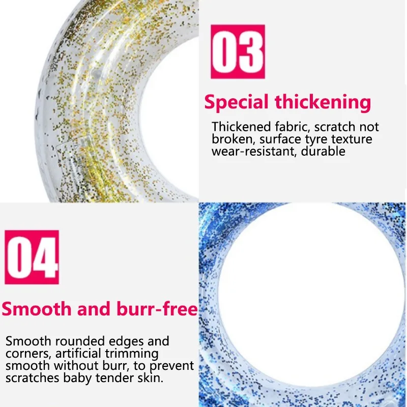 Inflatable Swimming Ring Pool mat Colorful Glitter Pool Foats Swimming Ring Adult Children Pool PVC Rubber Pool accessories 
Inflatable Swimming Ring Pool mat Colorful Glitter Pool Foats Swimming Ring Adult Children Pool PVC Rubber Pool accessories