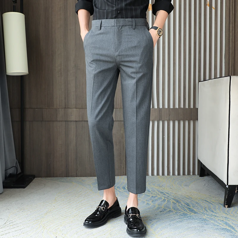 Quality Men Spring Fall Straight Suit Pants Solid Color Business Formal Thin Plus Size Ankle Length Smart Casual Trouser Male
Quality Men Spring Fall Straight Suit Pants Solid Color Business Formal Thin Plus Size Ankle Length Smart Casual Trouser Male
