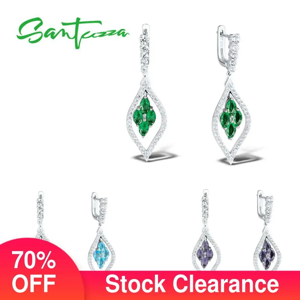 SANTUZZA Silver Earrings For Women Pure 925 Sterling Silver Sparkling Green Purple Blue Trendy Party Drop Earrings Fine Jewelry
SANTUZZA Silver Earrings For Women Pure 925 Sterling Silver Sparkling Green Purple Blue Trendy Party Drop Earrings Fine Jewelry