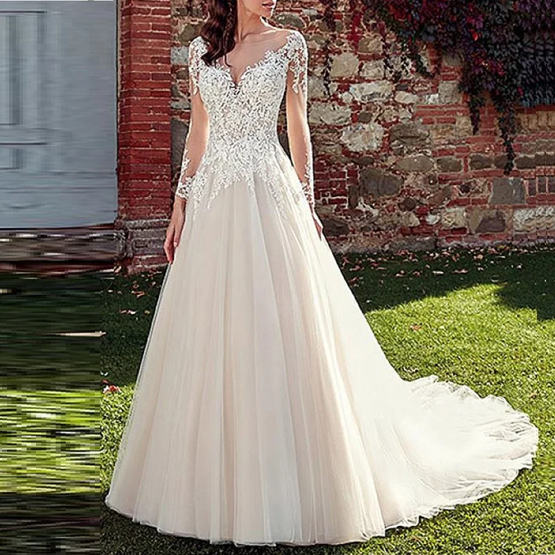 В стиле бохо, свадебное платье с длинным рукавом Кружевное ТРАПЕЦИЕВИДНОЕ Милое Свадебное платье с аппликацией, платье принцессы по индиви... 
В стиле бохо, свадебное платье с длинным рукавом Кружевное ТРАПЕЦИЕВИДНОЕ Милое Свадебное платье с аппликацией, платье принцессы по индиви...