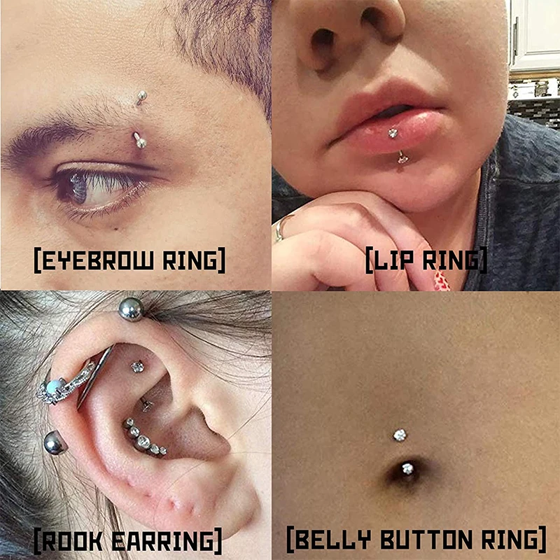 16Pcs Stainless Steel Rook Daith Earrings CZ Ball Curved Eyebrow Tongue Belly Barbell Body Piercing 16G 8mm (5/16")
16Pcs Stainless Steel Rook Daith Earrings CZ Ball Curved Eyebrow Tongue Belly Barbell Body Piercing 16G 8mm (5/16")