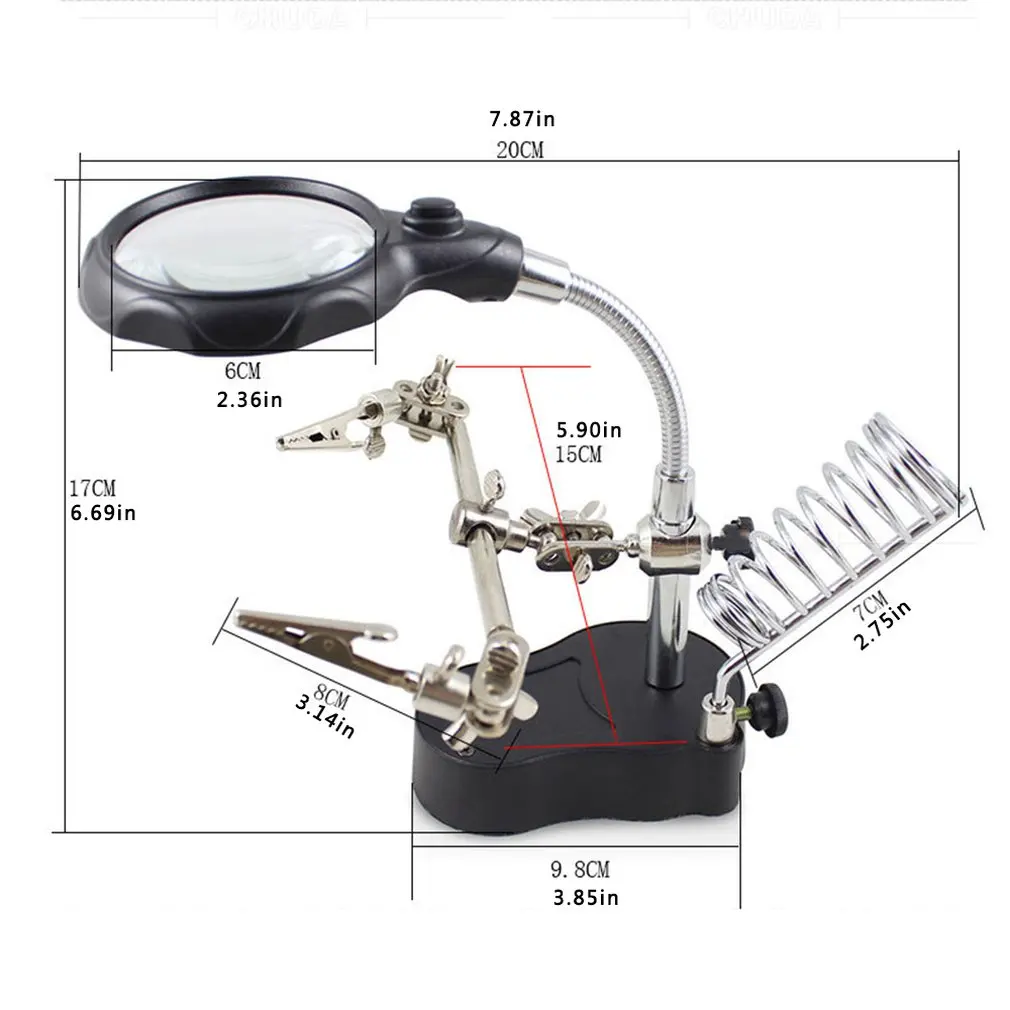 Led Magnifier +Electric Soldering Iron Stand Holder Welding Metal Support Station Soldering Iron Frame Tools
Led Magnifier +Electric Soldering Iron Stand Holder Welding Metal Support Station Soldering Iron Frame Tools