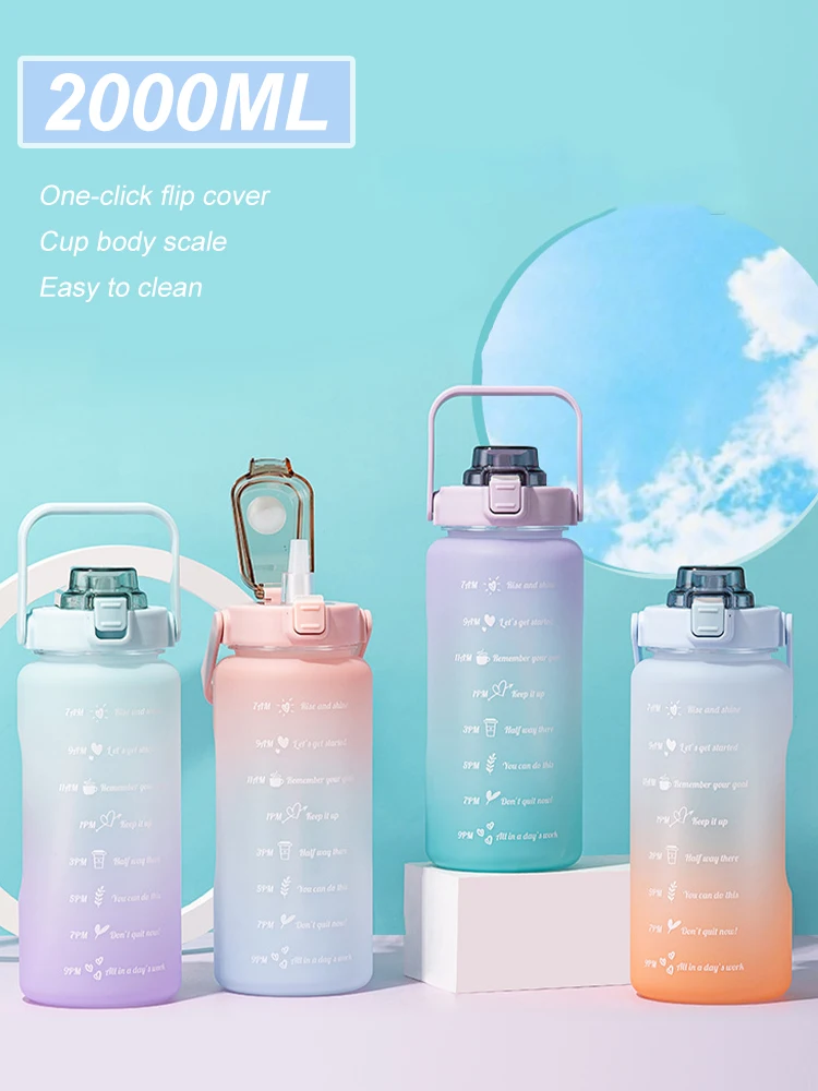 Large Water Bottle Gradient with Straw Time Marker Portable Leakproof Non-Toxic Sports Drinking Bottle for Gym Fitness Camping
Large Water Bottle Gradient with Straw Time Marker Portable Leakproof Non-Toxic Sports Drinking Bottle for Gym Fitness Camping