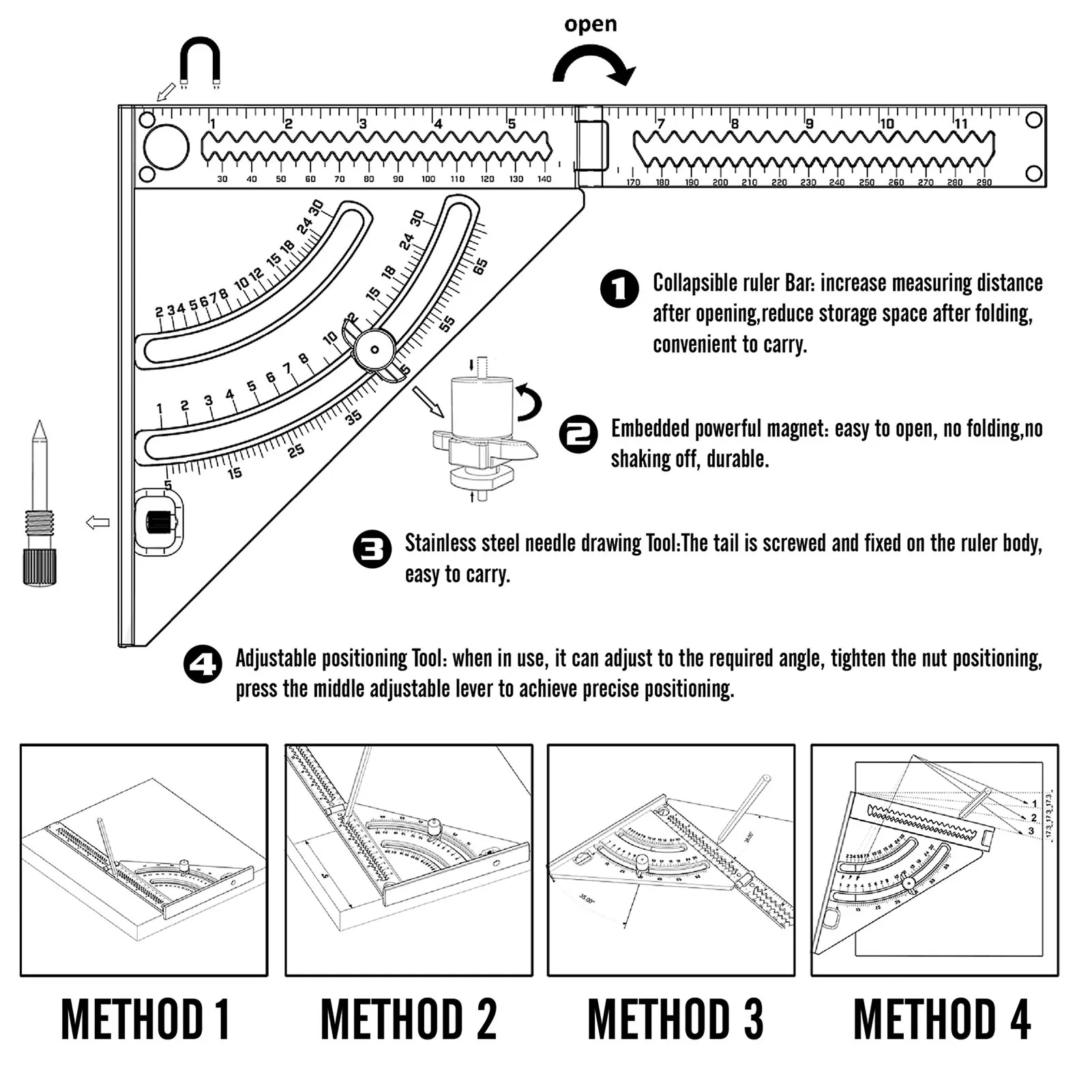 2 In 1 Triangle Square Ruler Extendable Arm Portable Home Work Layout Tool Aluminum Alloy Carpentry Durable Folding Professional
2 In 1 Triangle Square Ruler Extendable Arm Portable Home Work Layout Tool Aluminum Alloy Carpentry Durable Folding Professional