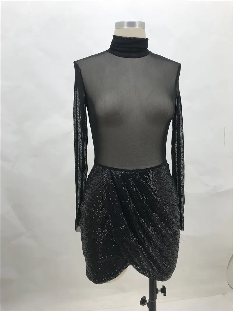 Women Summer Autumn Bandage Bodycon Long Sleeve Mesh Black See Through Club Mini Dress
Women Summer Autumn Bandage Bodycon Long Sleeve Mesh Black See Through Club Mini Dress