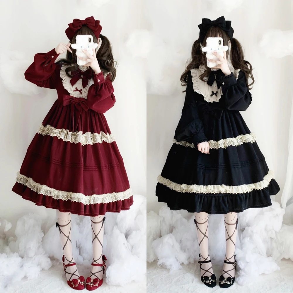 Spring Retro Soft sister Lolita Sweet Princess Dress Girls Cute Bowknot Lace Ruffle Rose Love OP Lantern sleeve Dress Cosplay
Spring Retro Soft sister Lolita Sweet Princess Dress Girls Cute Bowknot Lace Ruffle Rose Love OP Lantern sleeve Dress Cosplay