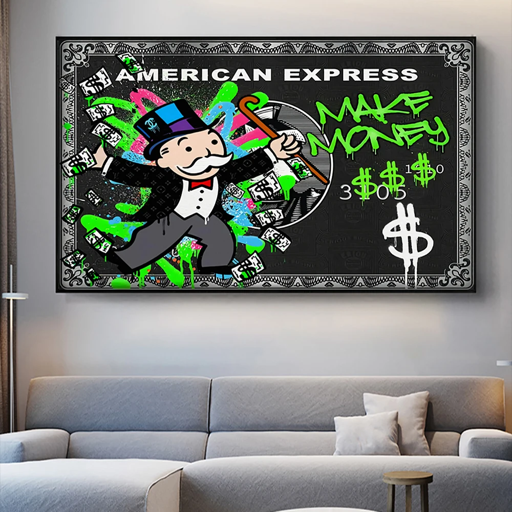 

Alec Monopoly Graffiti Art Money Paintings on The Wall Art Canvas Posters and Prints Make Money Modern Home Pictures Cuadros