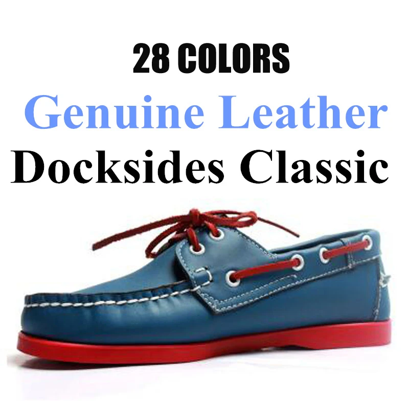 Мужские и женские классические мокасины Docksides из натуральной кожи Homme Femme Синие
