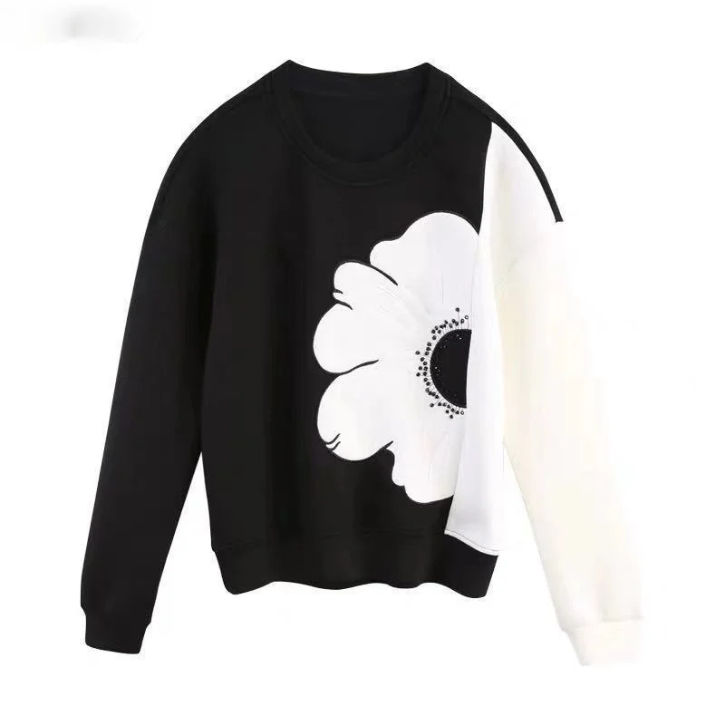 Woman Long Sleeve Crewneck Sweatshirt, Loose Top, Contrast Color, Korean Fashion
Woman Long Sleeve Crewneck Sweatshirt, Loose Top, Contrast Color, Korean Fashion