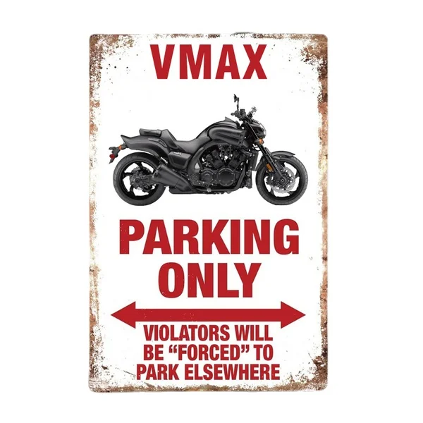 VMAX стояночный знак только для мотоцикла, украшение для пещер, бар, паб, лагер, металлическая настенная жестяная вывеска, винтажный гараж, гон...
VMAX стояночный знак только для мотоцикла, украшение для пещер, бар, паб, лагер, металлическая настенная жестяная вывеска, винтажный гараж, гон...