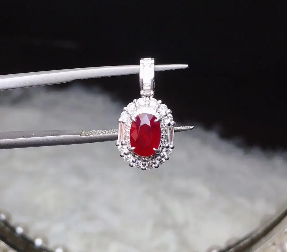 P326 Ruby Pendant 18K Gold Jewel 100% Natural Pigeon Blood Red 1.05ct Gemstones Pendants for Women Necklace | Украшения и