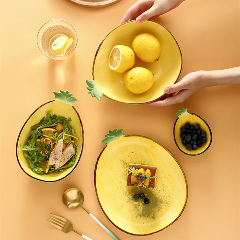 Pineapple Tableware Ceramic Bowl Simple Fruit Salad Flat Plate China Style Cartoons Kitchen Utensils Porcelain Table Service
Pineapple Tableware Ceramic Bowl Simple Fruit Salad Flat Plate China Style Cartoons Kitchen Utensils Porcelain Table Service