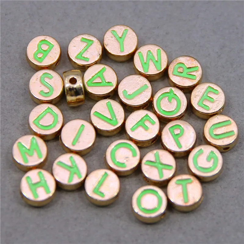 10/26PCS Flat Round 8*4MM Green Enamel Letter Beads Metal Beads Random Alphabet Spacer Beads For Bracelet DIY Jewelry Making
10/26PCS Flat Round 8*4MM Green Enamel Letter Beads Metal Beads Random Alphabet Spacer Beads For Bracelet DIY Jewelry Making