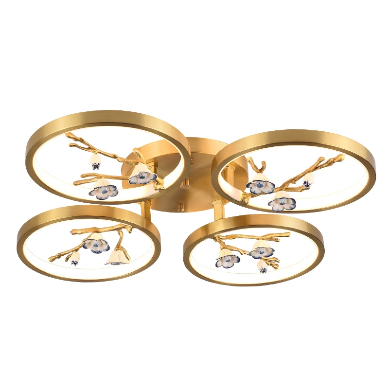 New Chinese style living room ceiling lamp all copper light luxury restaurant lamp simple modern led bedroom plum lamp Lustre 
New Chinese style living room ceiling lamp all copper light luxury restaurant lamp simple modern led bedroom plum lamp Lustre