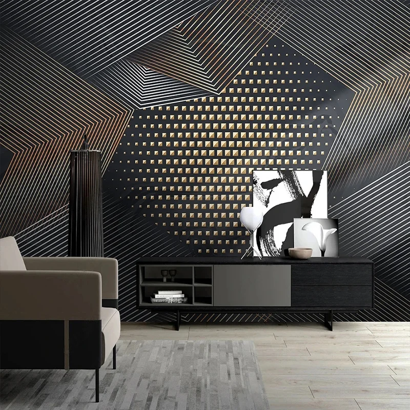 

Custom Any Size Mural Wallpaper Modern 3D Geometric Lines Light Luxury Living Room TV Sofa Background Wall Paper Papel De Parede