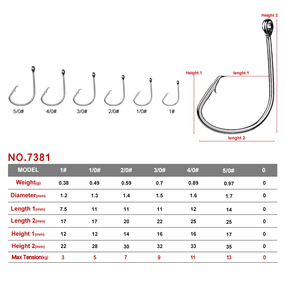 PROBEROS 7381 fishing Hooks 1-1/0-2/0-3/0-4/0-5/0# Sport Cirle Hook black color Jig Big Hook 
PROBEROS 7381 fishing Hooks 1-1/0-2/0-3/0-4/0-5/0# Sport Cirle Hook black color Jig Big Hook
