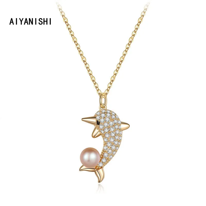 AIYANISHI 18K Gold Filled Natural Freshwater Pearl Necklaces Dolphin Charm Necklaces Jewelry Freshwater Pink Pearl Necklaces
AIYANISHI 18K Gold Filled Natural Freshwater Pearl Necklaces Dolphin Charm Necklaces Jewelry Freshwater Pink Pearl Necklaces
