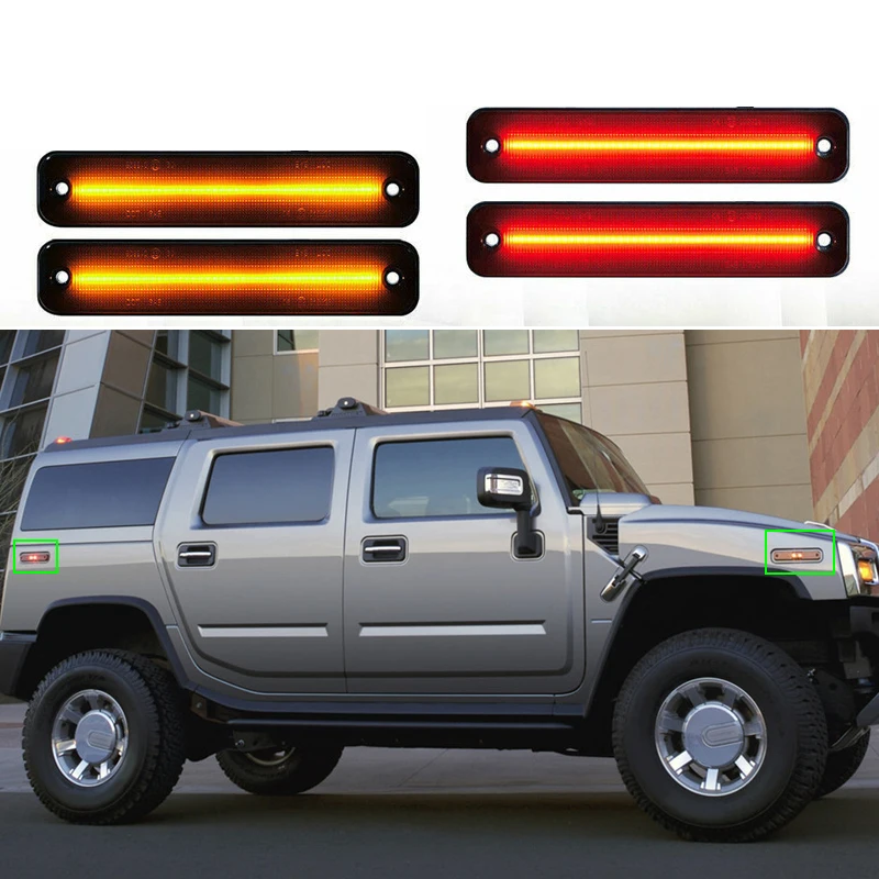 4Pcs Car Smoke Lens F&R LED Side Marker Light Red&Amber 25952319 15114677 Fit for Hummer H2 2003-2004 2005 2006 2007 2008 2009
4Pcs Car Smoke Lens F&R LED Side Marker Light Red&Amber 25952319 15114677 Fit for Hummer H2 2003-2004 2005 2006 2007 2008 2009