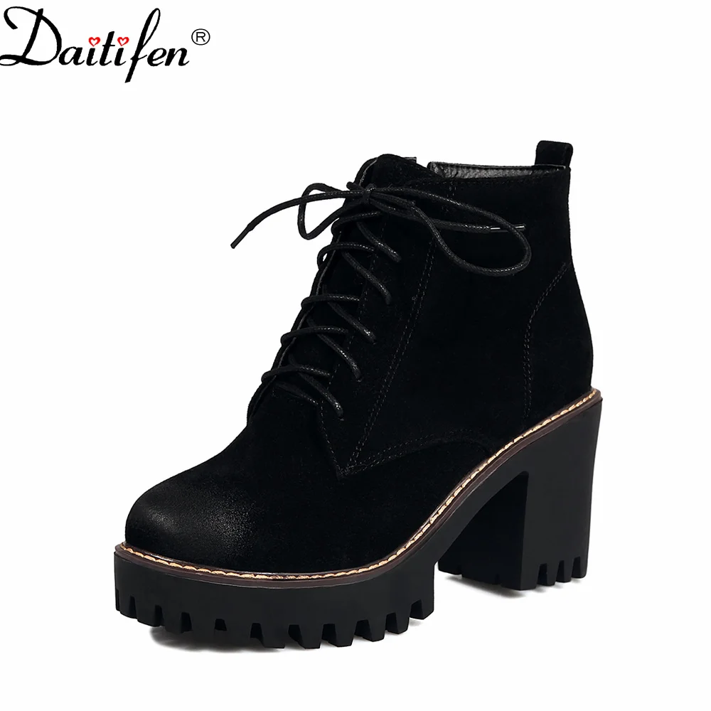 Brangdy Brand Women Winter With Fur Fashion Lace Up Platform Ankle Boots Round Toe Square Heels Boots Punk Office Lady Shoes
Brangdy Brand Women Winter With Fur Fashion Lace Up Platform Ankle Boots Round Toe Square Heels Boots Punk Office Lady Shoes