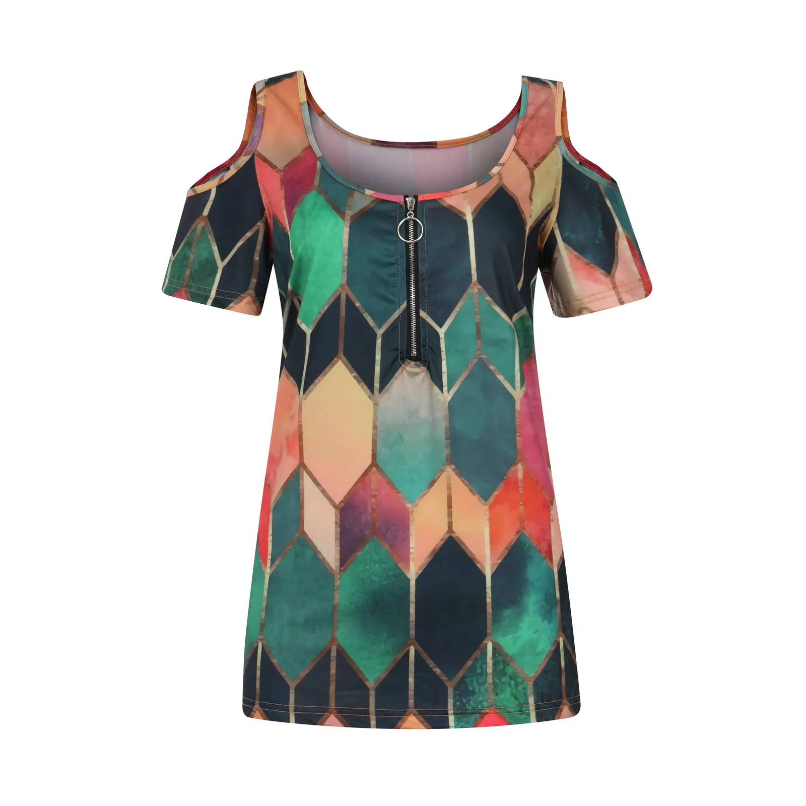 Women's T-shirt 2021 Summer Fashion Vintage Printed Zipper V-neck Short Sleeve Off Shoulder T-shirt Casual Plus Size Soft Top
Women's T-shirt 2021 Summer Fashion Vintage Printed Zipper V-neck Short Sleeve Off Shoulder T-shirt Casual Plus Size Soft Top