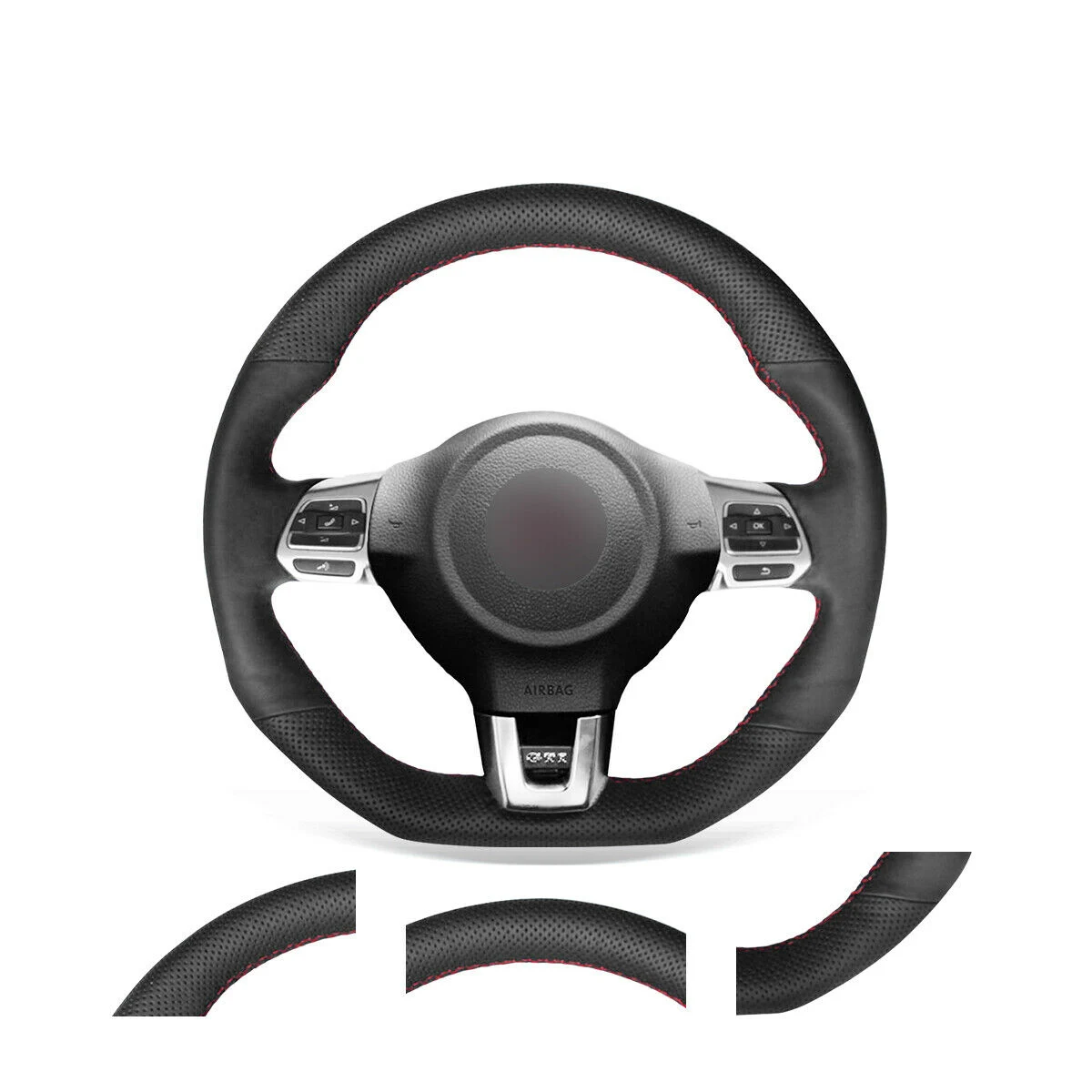 Black Genuine Leather Car Steering Wheel Cover For Volkswagen VW Golf R/ GTI / Jetta (GLI) / Tiguan (R-Line) Car-Styling
Black Genuine Leather Car Steering Wheel Cover For Volkswagen VW Golf R/ GTI / Jetta (GLI) / Tiguan (R-Line) Car-Styling
