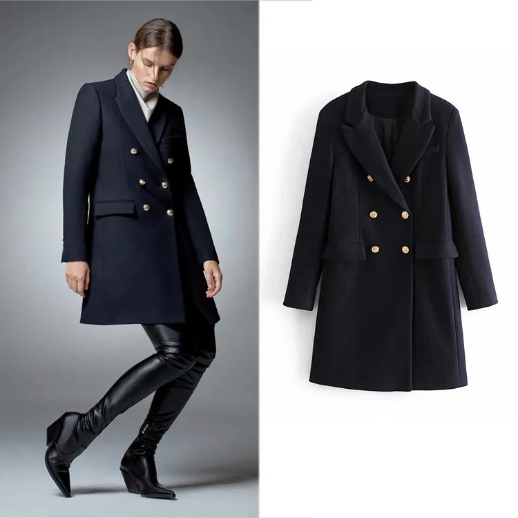 2021 feminino korean abrigos mujer Double-breasted design mid-length woolen coat autumn winter women Korean coat za người phụ
2021 feminino korean abrigos mujer Double-breasted design mid-length woolen coat autumn winter women Korean coat za người phụ