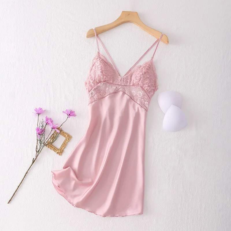 Sexy Short Lady Sleepdress Satin Nightdress Strap Nightgown Intimate Lingerie Lace Thin Women Nightwear Home Dressing Gown
Sexy Short Lady Sleepdress Satin Nightdress Strap Nightgown Intimate Lingerie Lace Thin Women Nightwear Home Dressing Gown
