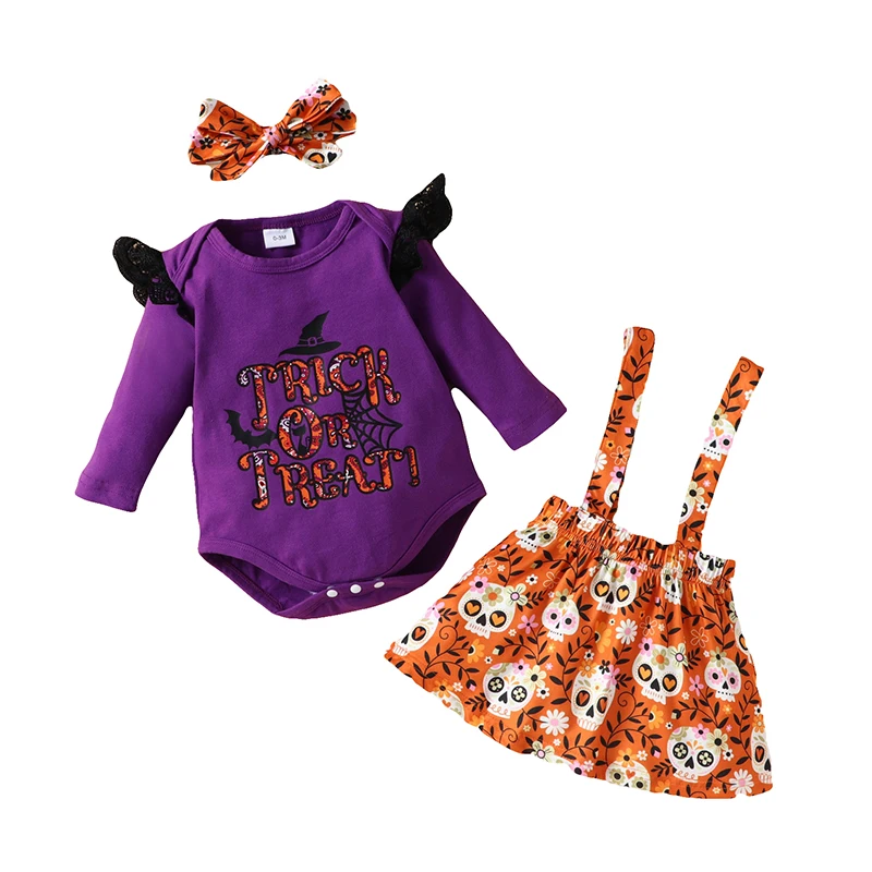 Newborn Baby Halloween Party Outfits Rompers And Strap Skirt With Headband Clothes Autumn Fashion Toddler Girl Fashion Costumes
Newborn Baby Halloween Party Outfits Rompers And Strap Skirt With Headband Clothes Autumn Fashion Toddler Girl Fashion Costumes