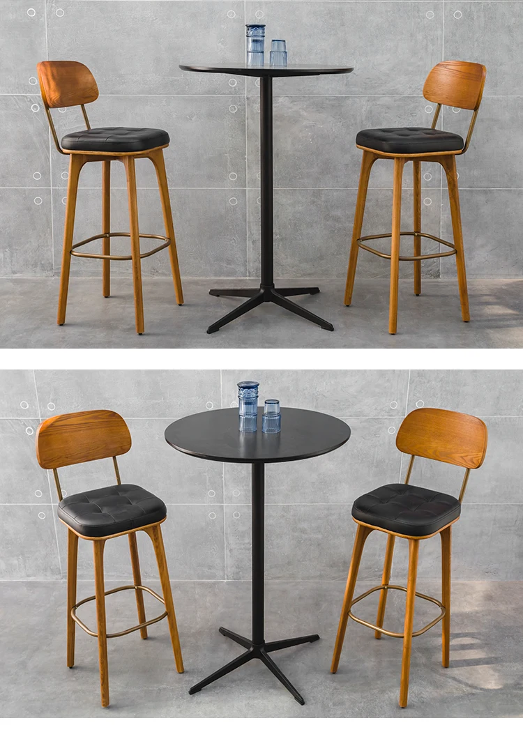 Bar chair retro solid wood backrest bar stool wrought iron high stool industrial style front desk cashier commercial high chair 
Bar chair retro solid wood backrest bar stool wrought iron high stool industrial style front desk cashier commercial high chair