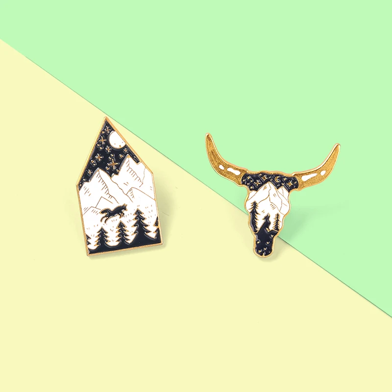 Head of Cow Enamel Pins Mountain Tree Animal Jewelry Brooches Badge Accessories on Backpack Cap Gift for People Who Love Jungle 
Head of Cow Enamel Pins Mountain Tree Animal Jewelry Brooches Badge Accessories on Backpack Cap Gift for People Who Love Jungle