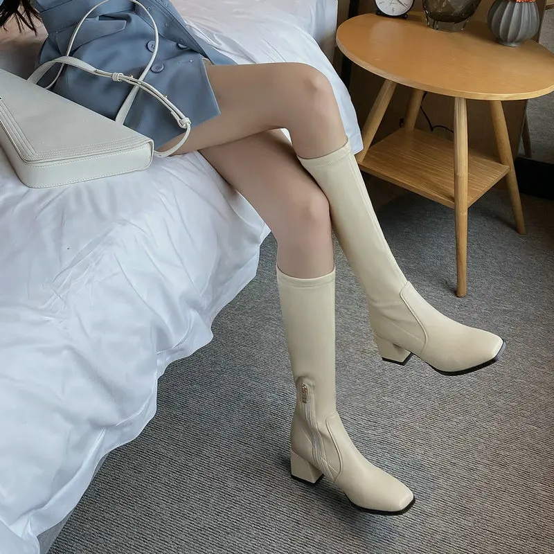 2021 New Elastic Mid-Tube Women's Boots Fashion Square Toe Side Zipper Ladies Square Heel Autumn Winter Women's Shoes
2021 New Elastic Mid-Tube Women's Boots Fashion Square Toe Side Zipper Ladies Square Heel Autumn Winter Women's Shoes