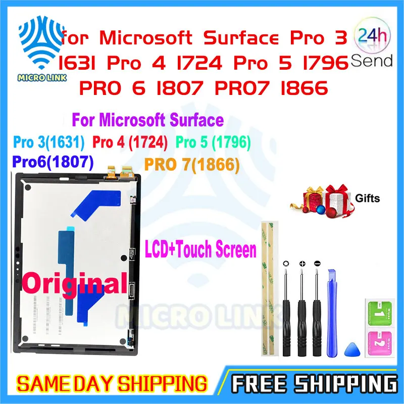 Оригинальный дисплей для Microsoft Surface Pro 3 1631 Pro 4 1724 Pro 5 1796 PRO 6 1807 PRO7 1866, ЖК-дисплей с сенсорным экраном в сборе
Оригинальный дисплей для Microsoft Surface Pro 3 1631 Pro 4 1724 Pro 5 1796 PRO 6 1807 PRO7 1866, ЖК-дисплей с сенсорным экраном в сборе