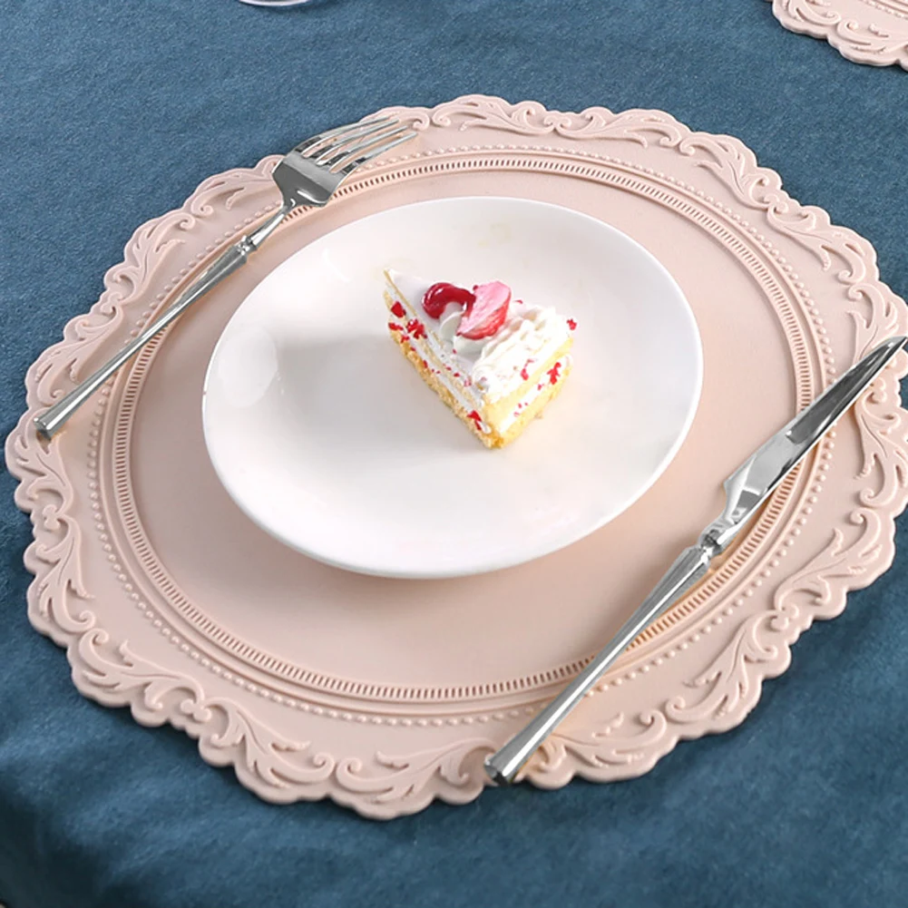 Round Placemats Silicone Round European Style Embossed Heat Insulation Table Mat Pattern Table Mats for Dining Kitchen Table
Round Placemats Silicone Round European Style Embossed Heat Insulation Table Mat Pattern Table Mats for Dining Kitchen Table
